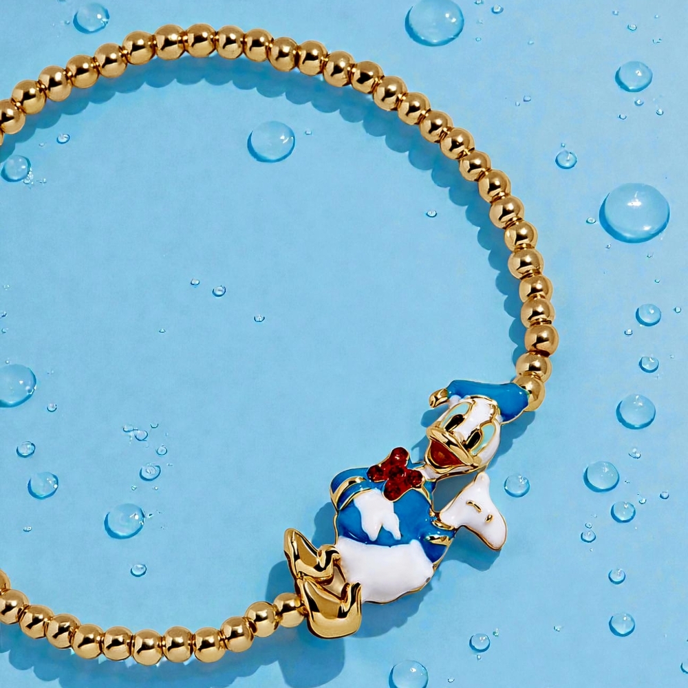 NEW Disney Donald Duck Pisa Gold Plated Brass Stretch Bracelet 3D detailing NWT - Picture 2 of 3